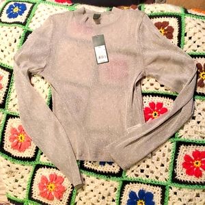 Wild Fable long sleeve silver mesh top
